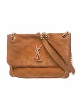 YSL Saint Laurent Cognac/Tan Suede Handbag